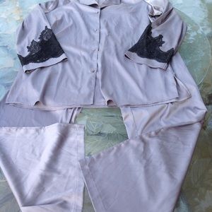 Nk imode platinum grey French lace trim Alice collection pajama set size s/p
